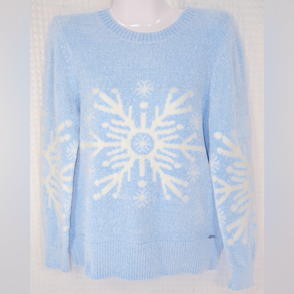 Black Rivet Baby Blue Winter Sweater with Snow Flake Size Small